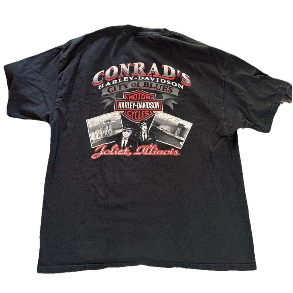 Vintage 2007 Harley Davidson Joliet IL Blues Brothers T-Shirt Mens XL Black